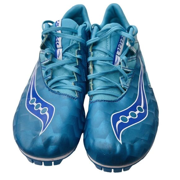 SAUCONY Track & Field Cleats Ocean Blue Electric Racing Shoes women’s size 10 - Picture 2 of 10